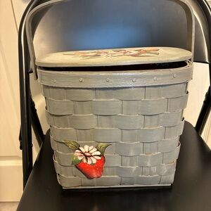 Gray Decorative Woven Basket with Handles